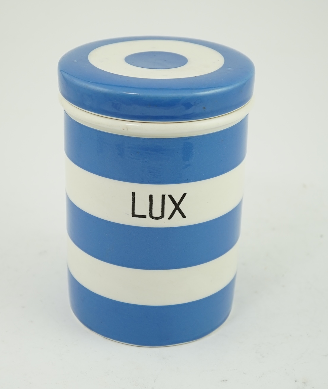 T.G.Green Cornish Kitchenware, a 17cm lidded storage jar, Lux, Green Church mark. Condition - good